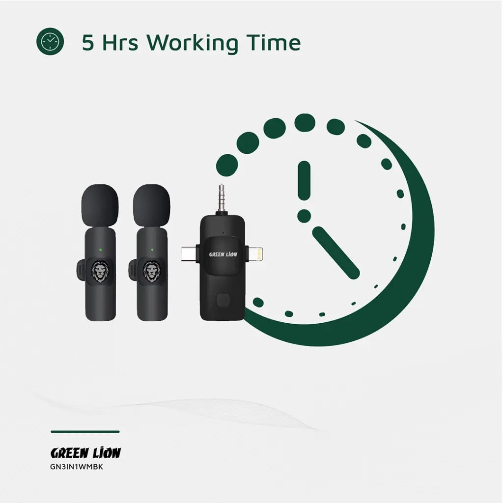 Green Lion 3 IN 1 Microphone Type-C / Lightning / Aux Green Lion 3 IN 1 Microphone Type-C / Lightning / Aux